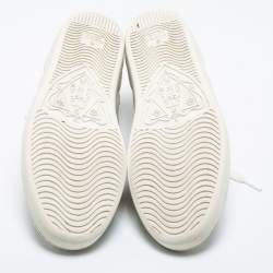 Pre Owned Gucci Off White Leather Ace Bee And Stars Embroidered Low Top Sneakers Size 39