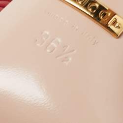 Pre Owned صندل غوتشي ألي سيور جلد حمراء سير كاحل فتحة كعب مقاس 36.5