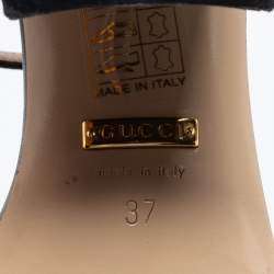 مملوكة مسبقًا Gucci Black Leather GG Marmont Block Heel Ankle Strap Sandals Size 37