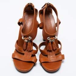 Gucci Tan Leather Marrakech Open-Toe Sandals Size 38