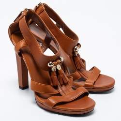 Gucci Tan Leather Marrakech Open-Toe Sandals Size 38