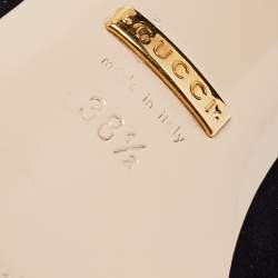 Pre Owned Gucci Black Suede GG Marmont Fringe Block Heel Pumps Size 38.5