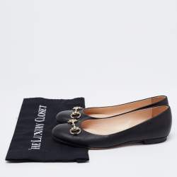 Pre Owned حذاء باليرينا فلات غوتشي هورسبيت جلد أسود مقاس 37.5