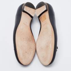 Pre Owned حذاء باليرينا فلات غوتشي هورسبيت جلد أسود مقاس 37.5