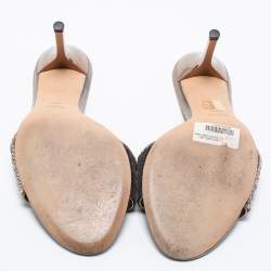 Pre Owned Gucci Metallic Bronze Leather And Sequin Embellished Slide Sandals Size 39.5