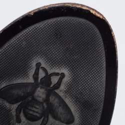 Pre Owned Gucci Yellow Textured Leather GG Marmont Thong Flat Sandals Size 37.5