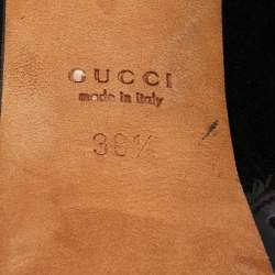 Pre Owned Gucci Tri Color Suede And Perforated Leather Gia Lace Up Ankle Boots Size 38.5