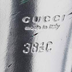 Pre Owned Gucci Black Patent Leather Buckle Detail Ankle Strap Sandals Size 38.5