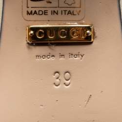 Pre Owned حذاء كعب عالي غوتشي بيريث جلد كريمي مزين قصات مفرغة مزين جي جي مقاس 39