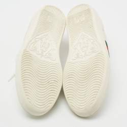 Gucci White Leather Ace Embroidered Bee Low Top Sneakers Size 37