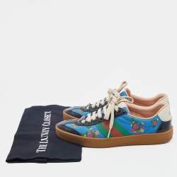 مملوكة مسبقًا Gucci Multicolor Floral Embroidered Fabric And Patent Leather Web Detail Low Top Sneakers Size 37