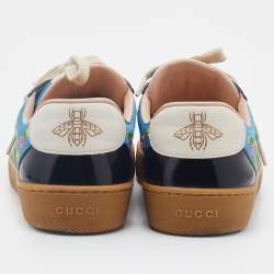 مملوكة مسبقًا Gucci Multicolor Floral Embroidered Fabric And Patent Leather Web Detail Low Top Sneakers Size 37