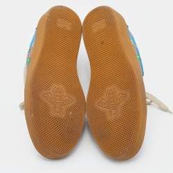 مملوكة مسبقًا Gucci Multicolor Floral Embroidered Fabric And Patent Leather Web Detail Low Top Sneakers Size 37