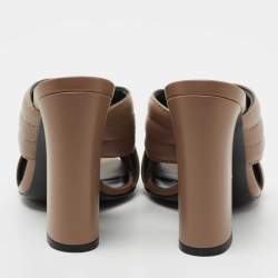 Gucci Beige Quilted Leather Criss Cross Webby Slide Sandals  Size 35