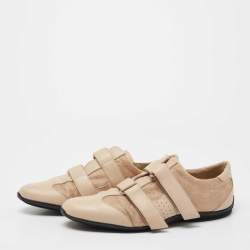 Gucci Beige GG Fabric And Leather Velcro Sneakers Size 41
