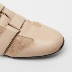 Gucci Beige GG Fabric And Leather Velcro Sneakers Size 41