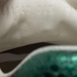 Gucci White Leather And Python Embossed Leather Bee Ace  Sneakers Size 38.5