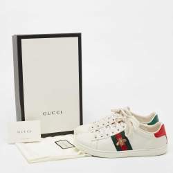 Pre Owned حذاء رياضي غوتشي أيس جلد نقشة ثعبان وجلد أبيض بشراشيب مقاس 38