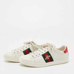 Pre Owned حذاء رياضي غوتشي أيس جلد نقشة ثعبان وجلد أبيض بشراشيب مقاس 38