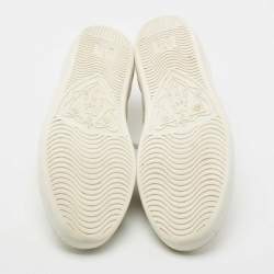 Pre Owned حذاء رياضي غوتشي أيس جلد نقشة ثعبان وجلد أبيض بشراشيب مقاس 38