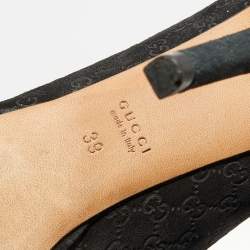 Gucci Black Microguccissima Suede Horsebit Peep Toe Pumps Size 39