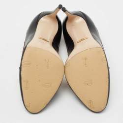 Pre Owned Gucci Black/Red Leather Kingsnake Pumps Size 38