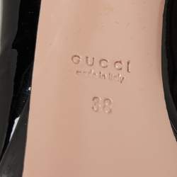 Pre Owned Gucci Black Patent Leather Peep Toe Platform Pumps Size 38