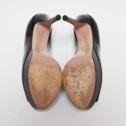 Pre Owned Gucci Black Patent Leather Peep Toe Platform Pumps Size 38