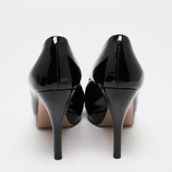 Pre Owned Gucci Black Patent Leather Peep Toe Platform Pumps Size 38