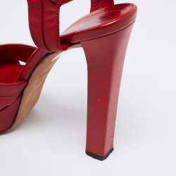 Gucci Red Leather Strappy Platform Sandals Size 37.5