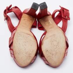 Gucci Red Leather Strappy Platform Sandals Size 37.5