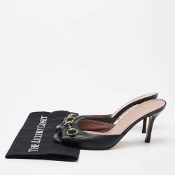 Gucci Black Guccissima Leather Horsebit Slide Sandals Size 39