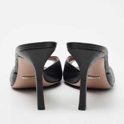 Gucci Black Guccissima Leather Horsebit Slide Sandals Size 39