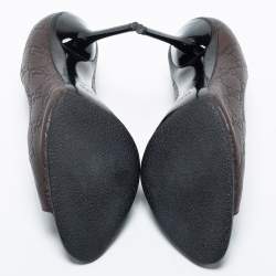 Pre Owned Gucci Dark Brown Guccissima Leather Peep Toe Pumps Size 40