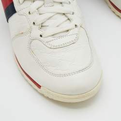 Gucci White Micro Guccissima Leather Web Detail Low Top Sneakers Size 36.5