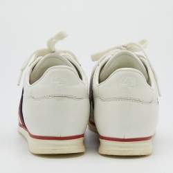Gucci White Micro Guccissima Leather Web Detail Low Top Sneakers Size 36.5