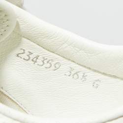 Gucci White Micro Guccissima Leather Web Detail Low Top Sneakers Size 36.5
