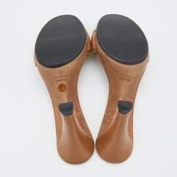 Gucci Beige/Brown GG Canvas And Leather Slide Sandals Size 36