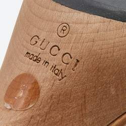 Gucci Beige/Brown GG Canvas And Leather Slide Sandals Size 36