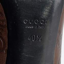 Pre Owned Gucci Dark Brown Guccissima Leather Open Toe Pumps Size 40.5