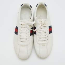 Pre Owned Gucci White Guccissima Leather Lace Up Sneakers Size 40