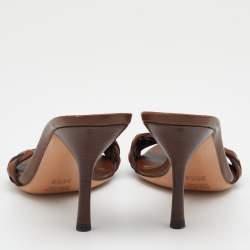 Gucci Brown Woven Leather Slide Sandals Size 36.5