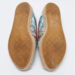 Pre Owned Gucci Multicolor Blooms Print GG Supreme Canvas Flat Espadrilles Size 37.5 