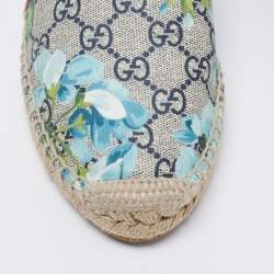 Pre Owned Gucci Multicolor Blooms Print GG Supreme Canvas Flat Espadrilles Size 37.5 
