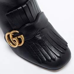 Pre Owned Gucci Black Marmont Leather Ankle Boots Size 37