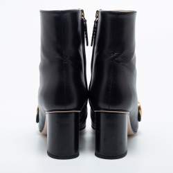 Pre Owned Gucci Black Marmont Leather Ankle Boots Size 37