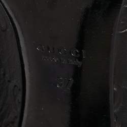 Pre Owned Gucci Black Guccissima Leather GG Open Toe Pumps Size 37