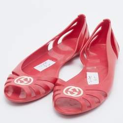 Pre Owned Gucci Pink Jelly Interlocking GG Marola Ballet Flats Size 41