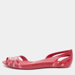 Pre Owned Gucci Pink Jelly Interlocking GG Marola Ballet Flats Size 41