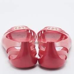 Pre Owned Gucci Pink Jelly Interlocking GG Marola Ballet Flats Size 41